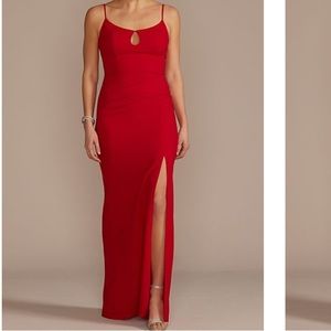 NWT Red Crepe Keyhole Sheath with Side Slit